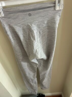 lululemon athletica Light Gray Striped High-Rise Leggings